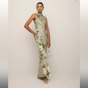 Reformation Green Floral Maxi Dress